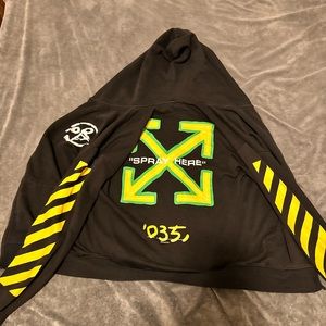 Off-White Full Zip Hoodie ($1100 new) "Spray Here" "OFFFFF" "035"